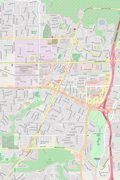 Detailed Editable Vector Map of  Brea
