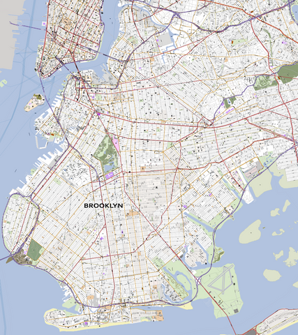 Detailed Vector Map of Brooklyn New York City