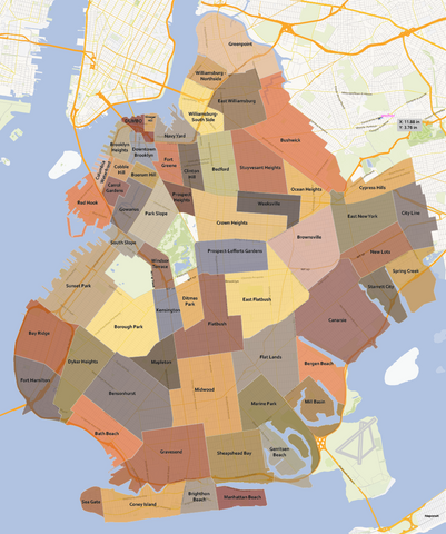 Brooklyn Neighbourhoods Map