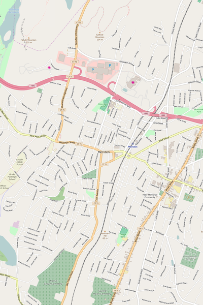 Detailed Editable Vector Map of  Meriden