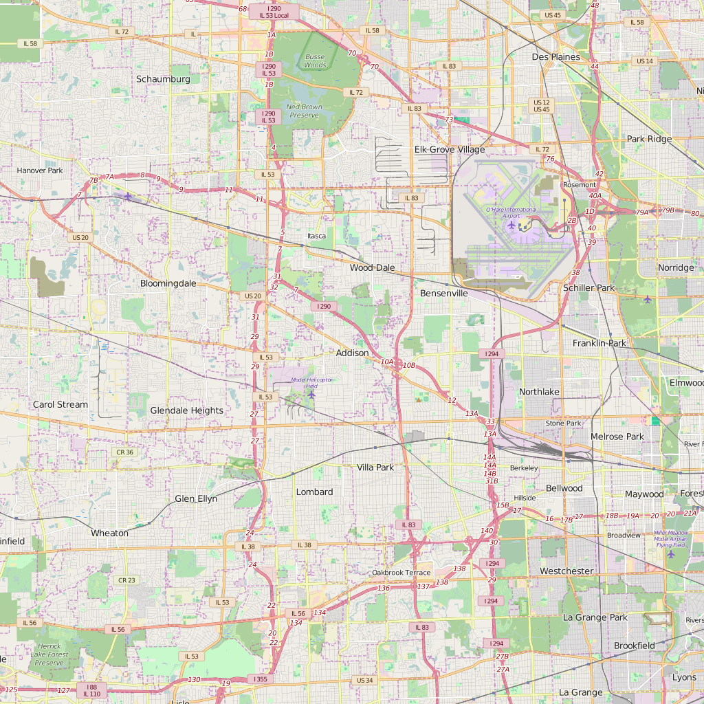 Editable City Map of Addison, IL