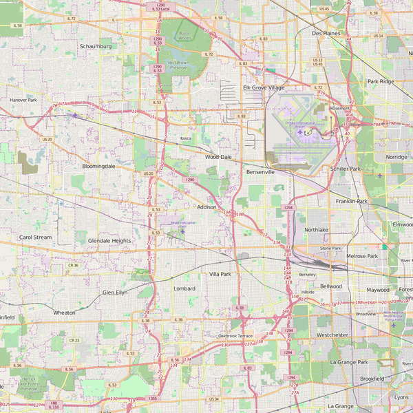 Editable City Map of Addison, IL