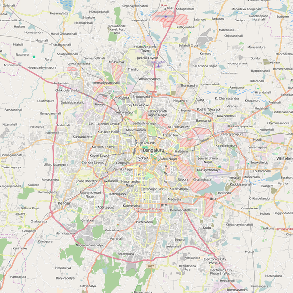 Editable City Map of Bangalore