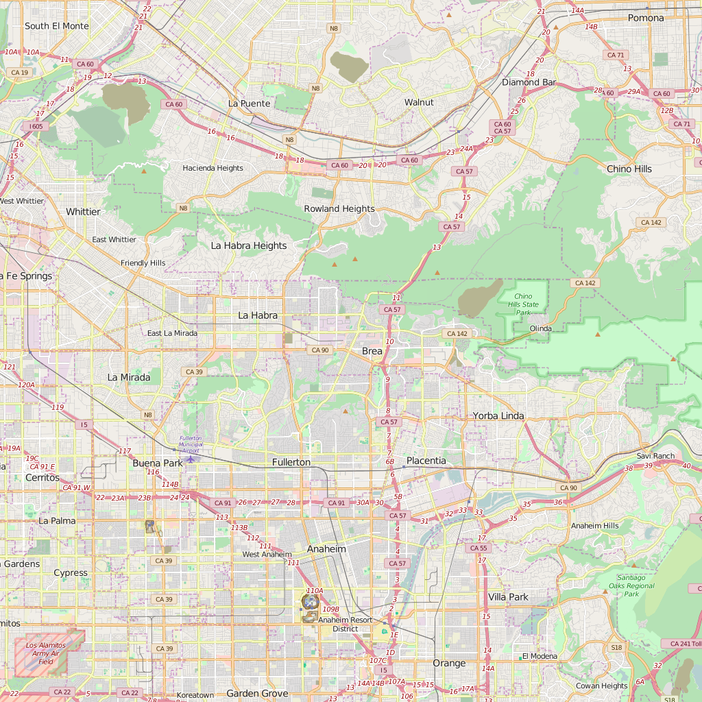 Editable City Map of Brea, CA