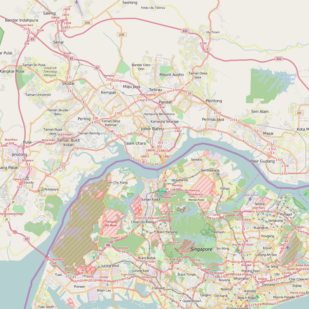 Editable City Map of Johor Bahru