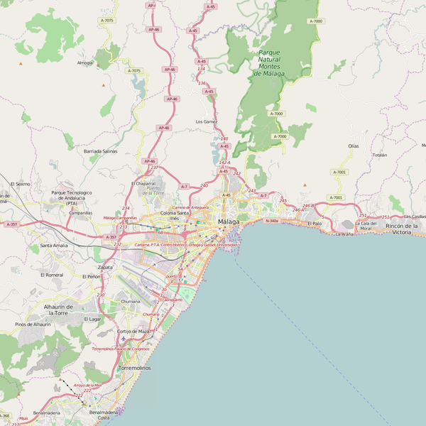 Editable City Map of Malaga
