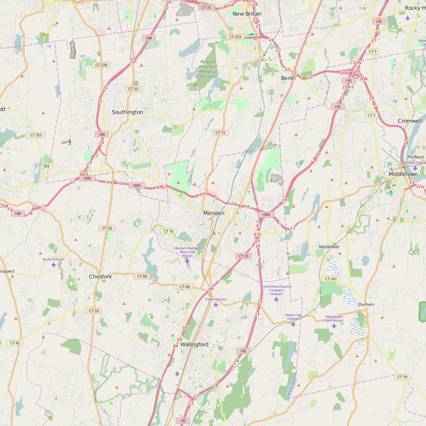 Editable City Map of Meriden, CT