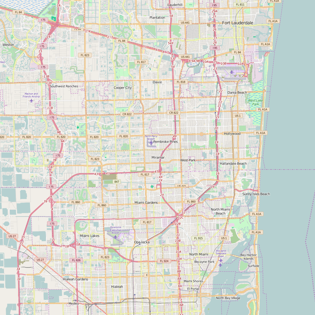 Editable City Map of Miramar, FL