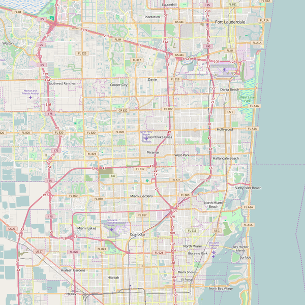 Editable City Map of Miramar, FL