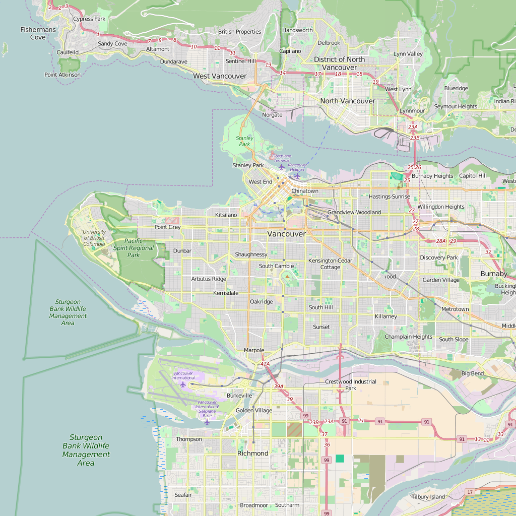Editable City Map of Vancouver (British Columbia)