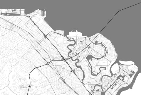 Outline Editable City Map of San Mateo