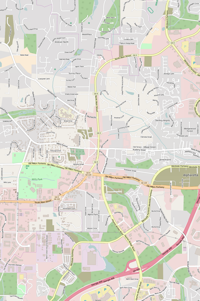 Detailed Editable Vector Map of  Alpharetta