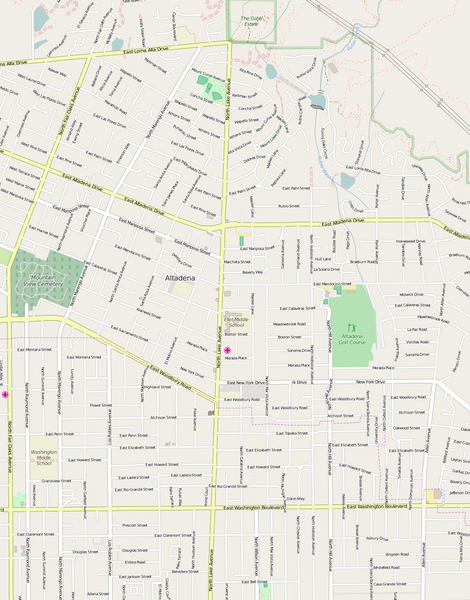 Detailed Editable Vector Map of  Altadena