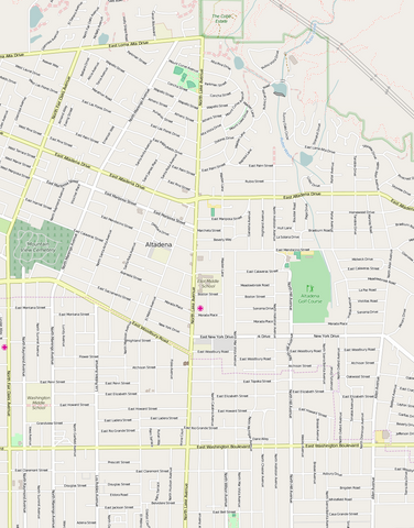 Detailed Editable Vector Map of  Altadena