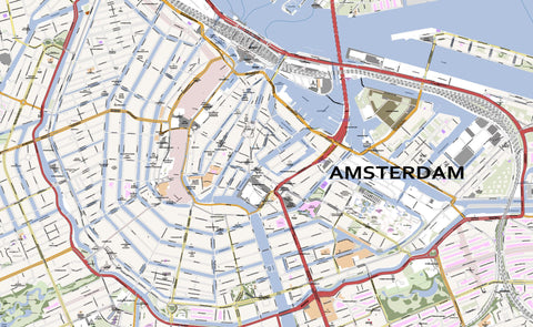 Editable City Map of Amsterdam