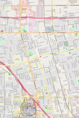 Detailed Editable Vector Map of  Anaheim