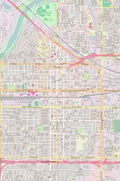 Detailed Editable Vector Map of  Bakersfield