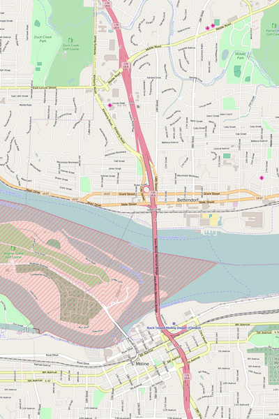 Detailed Editable Vector Map of  Bettendorf