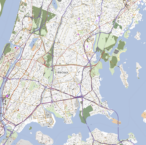 Detailed Vector Map of the Bronx New York City