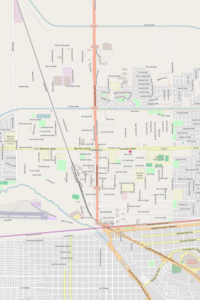 Detailed Editable Vector Map of  Calexico