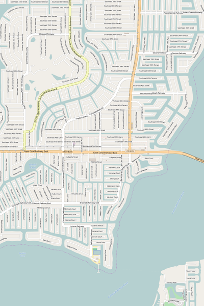 Detailed Editable Vector Map of  Cape Coral