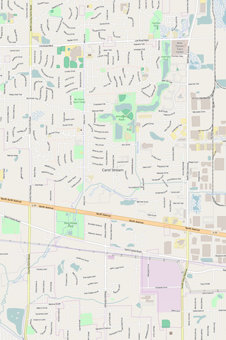 Detailed Editable Vector Map of  Carol Stream