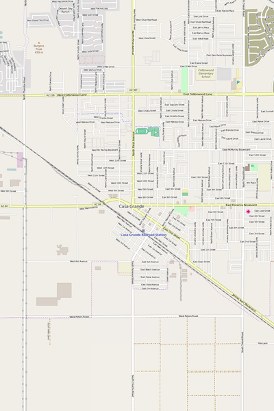 Detailed Editable Vector Map of  Casa Grande