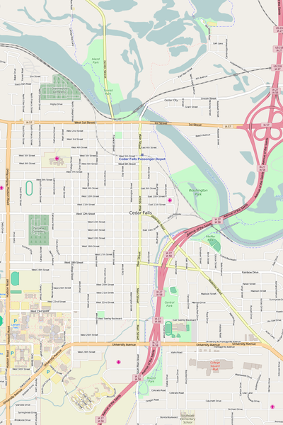 Detailed Editable Vector Map of  Cedar Falls