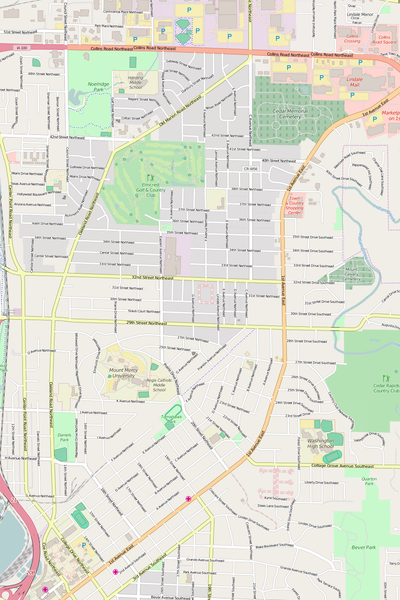 Detailed Editable Vector Map of  Cedar Rapids