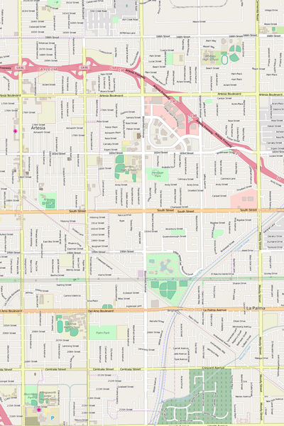 Detailed Editable Vector Map of  Cerritos