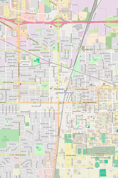 Detailed Editable Vector Map of  Champaign