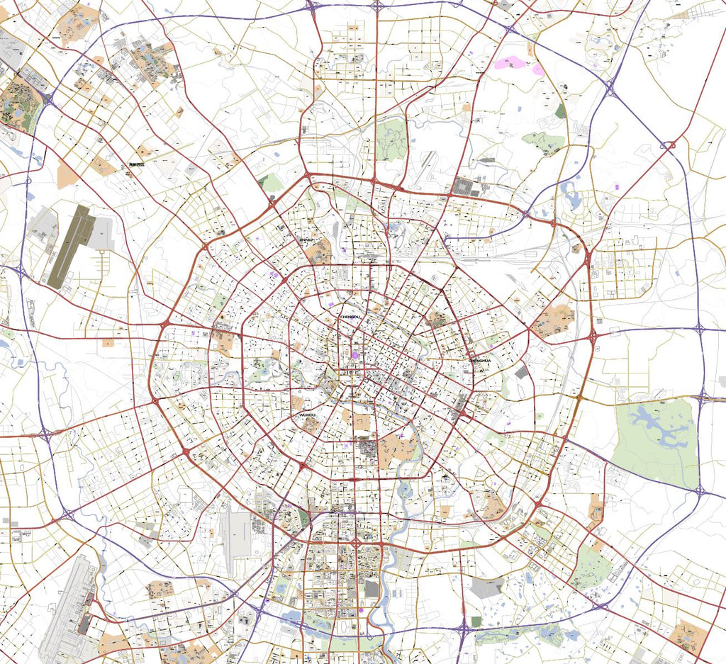 Editable City Map of Chengdu