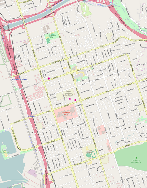 Detailed Editable Vector Map of  Chula Vista