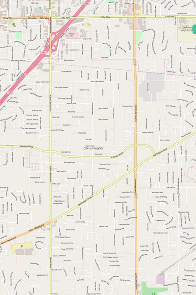 Detailed Editable Vector Map of  Citrus Heights
