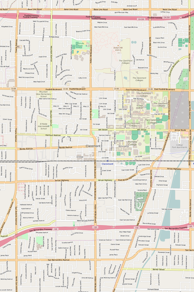 Detailed Editable Vector Map of  Claremont