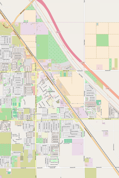 Detailed Editable Vector Map of  Coachella