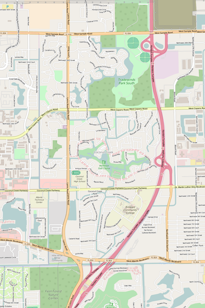 Detailed Editable Vector Map of  Coconut Creek