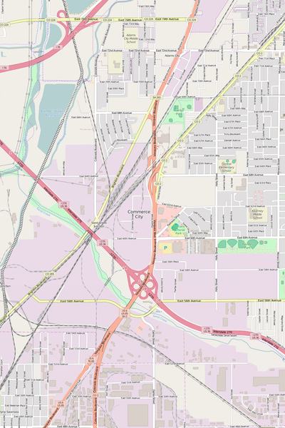 Detailed Editable Vector Map of  Commerce City