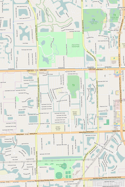 Detailed Editable Vector Map of  Cooper City