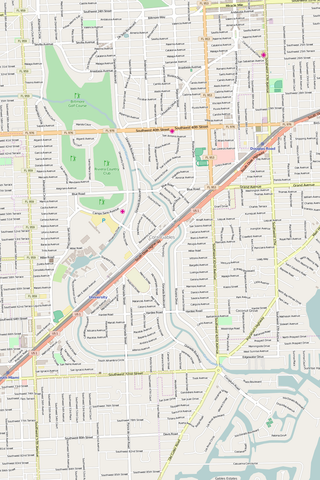 Detailed Editable Vector Map of  Coral Gables