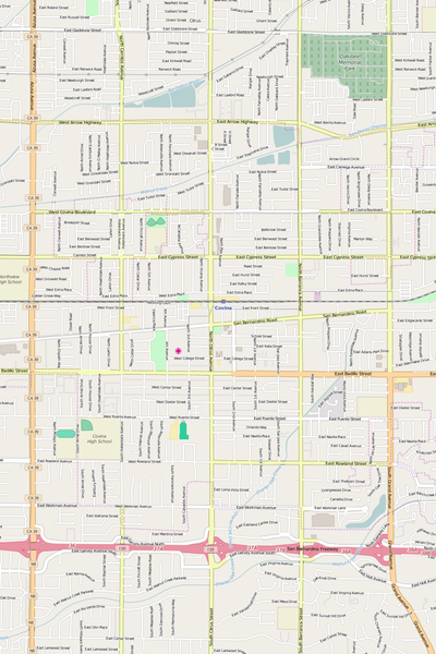 Detailed Editable Vector Map of  Covina