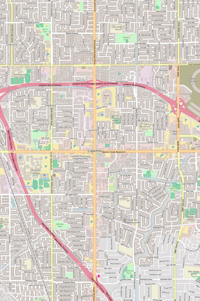 Detailed Editable Vector Map of  Cupertino