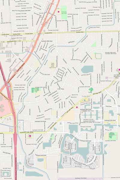 Detailed Editable Vector Map of  Cutler Ridge