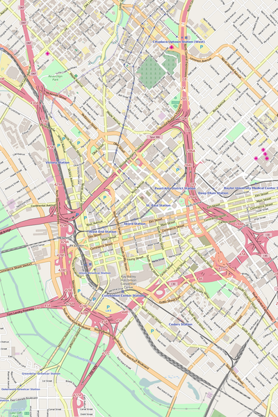 Detailed Editable Vector Map of  Dallas