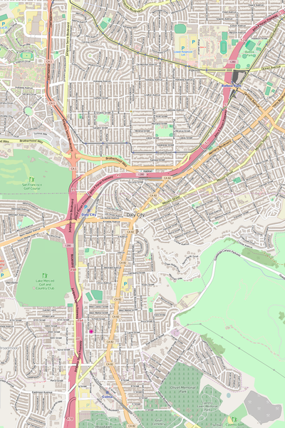 Detailed Editable Vector Map of  Daly City