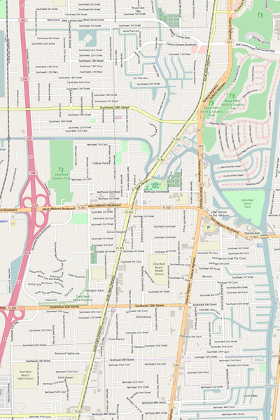 Detailed Editable Vector Map of  Deerfield Beach
