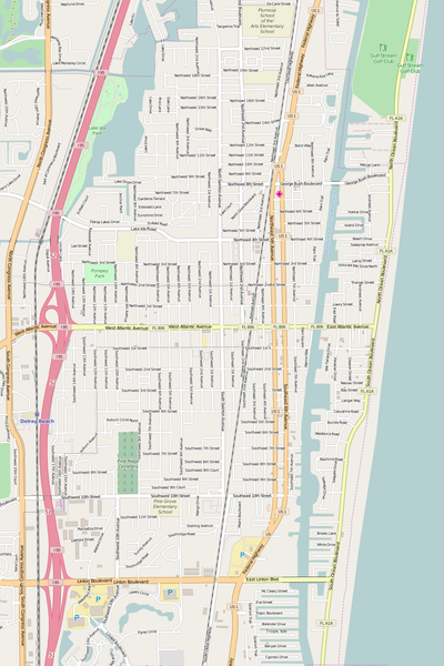 Detailed Editable Vector Map of  Delray Beach