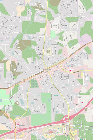Detailed Editable Vector Map of  Douglasville