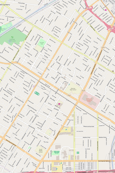 Detailed Editable Vector Map of  Downey