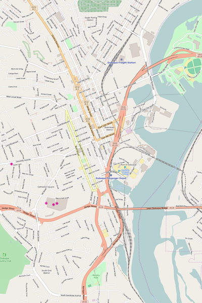 Detailed Editable Vector Map of  Dubuque